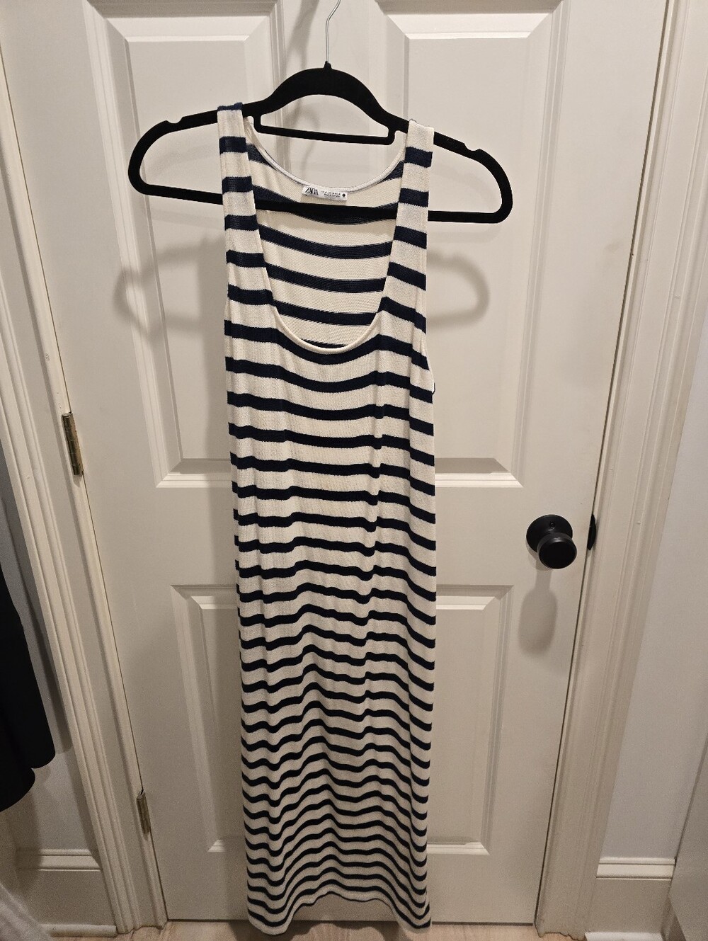 Zara Striped Navy and White Maxi Dress